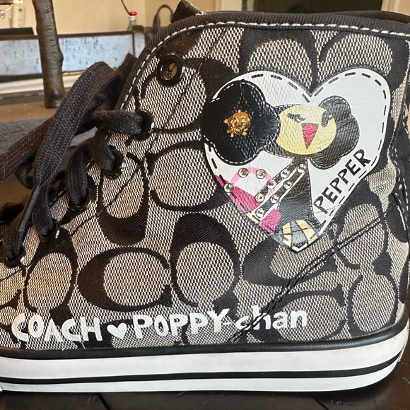 COACH POPPY CHAN PEPPER HIGH TOP SNEAKERS - Picture 6 of 11